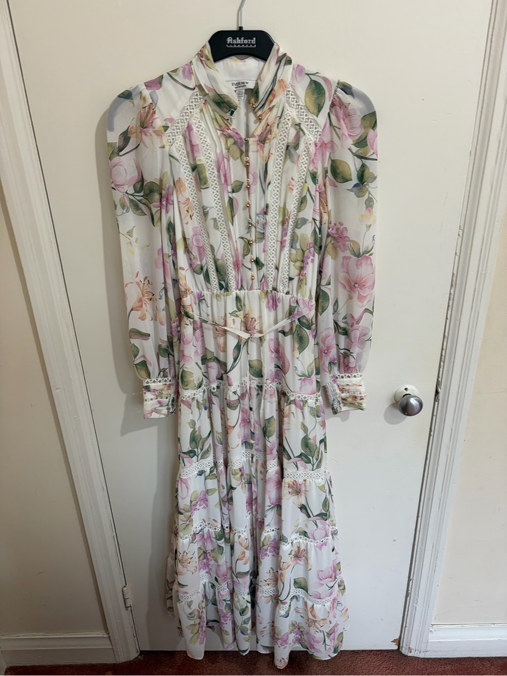 Ever New White Floral Maxi Dress with Pink & Green Print - Picture 4 of 9